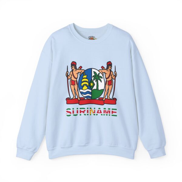 The Surinamese Legacy Hoodie featuring the iconic Surinamese Coat of Arms, perfect for showcasing your heritage in comfort and style.